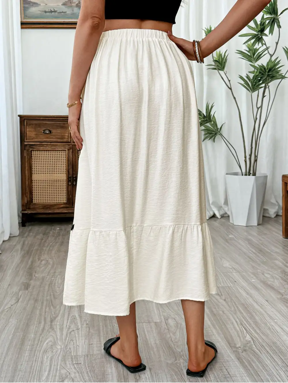 Fitted Ruched Tiered Skirt