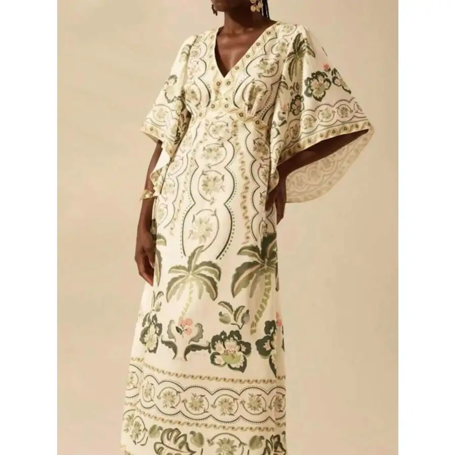 Palm V-Neck Midi Dress