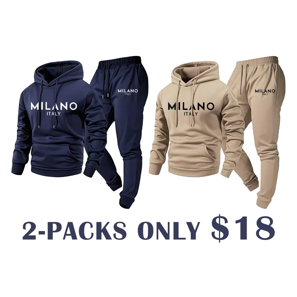 🔥WAREHOUSE SALE-Men's Milano Print Hoodie and Sweatpants Set | Casual Tracksuit for Indoor & Outdoor