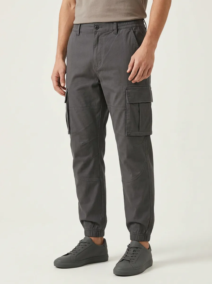 Multi-Pocket Printed Solid-Style Men's Cargo Pants