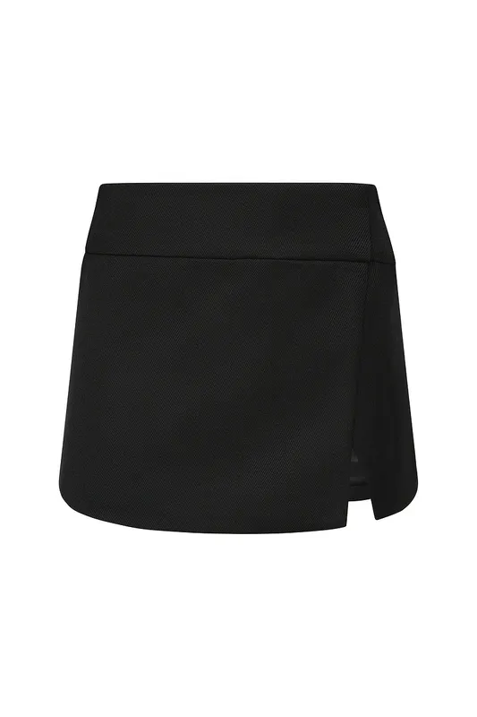 Black Low-Rise Twill Skirt