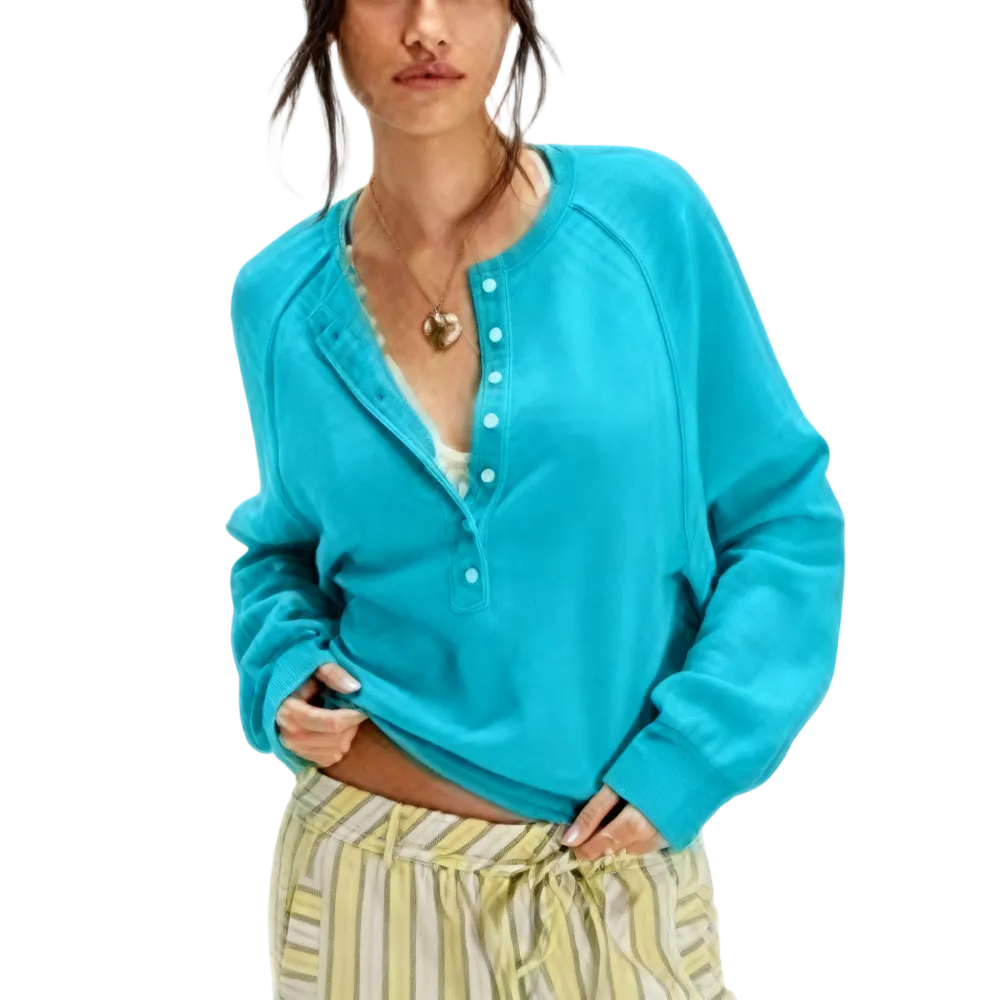 Women's Henley Neck Half-Button Knitting Sweater