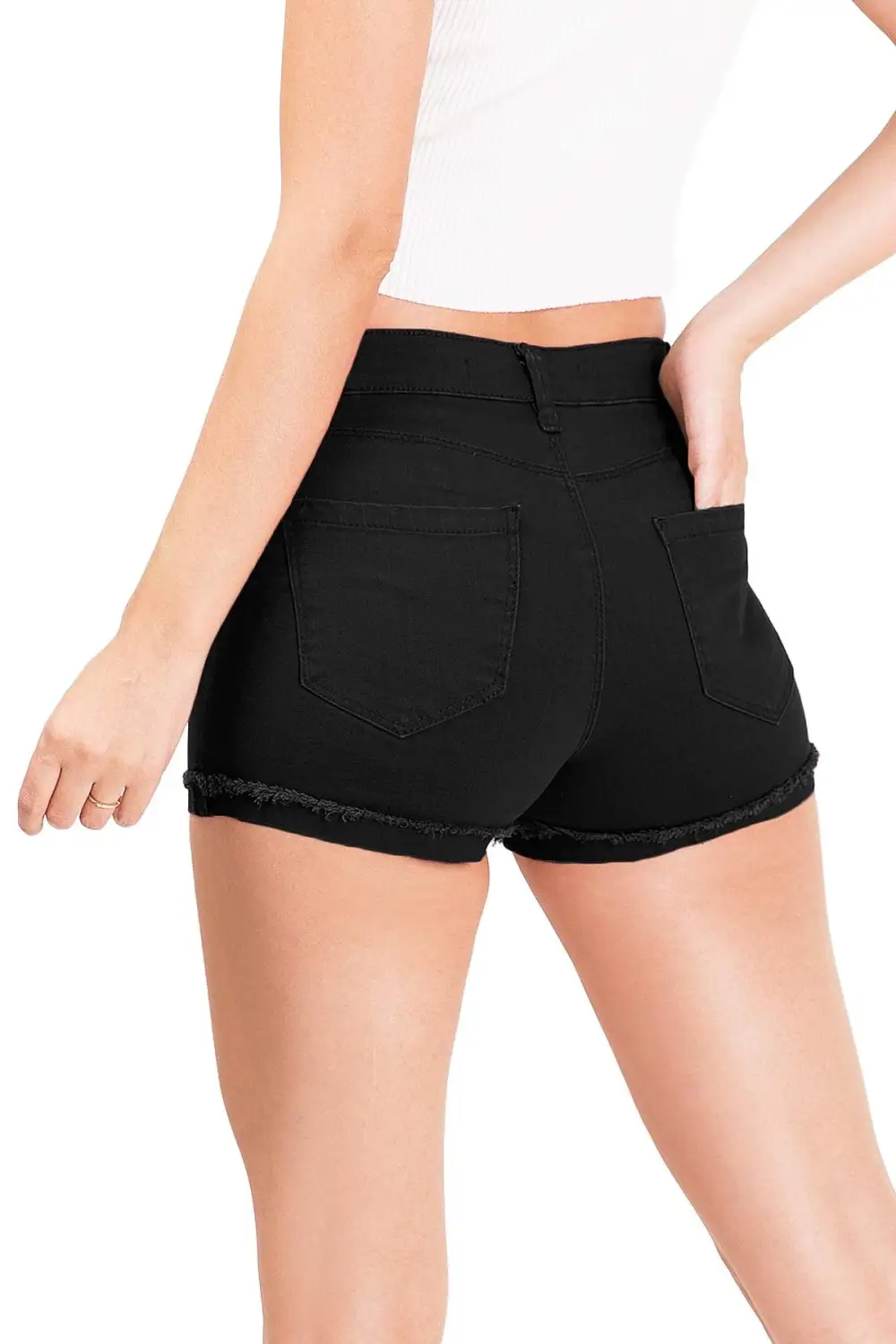 Cutoff Black Shorts with Pockets
