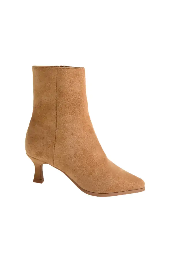 Suede Zip Entry Pointed Toe Ankle Bootie
