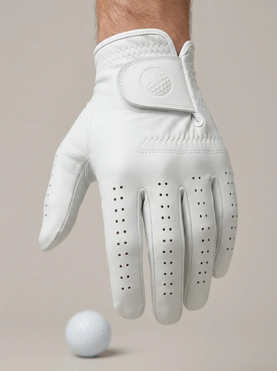 Perforated Embossed Leather Golf Glove