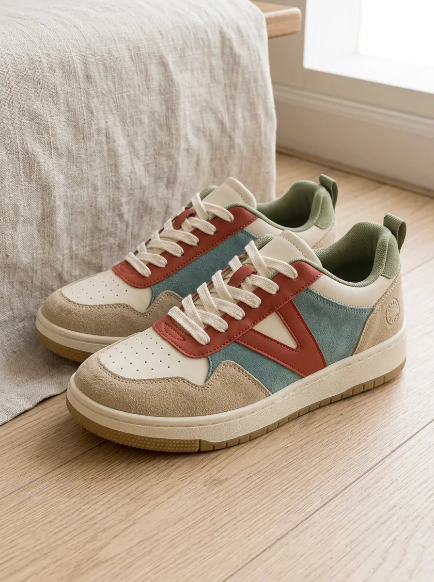 Women's Modern Retro Colorblock Suede Leather Skate Shoes