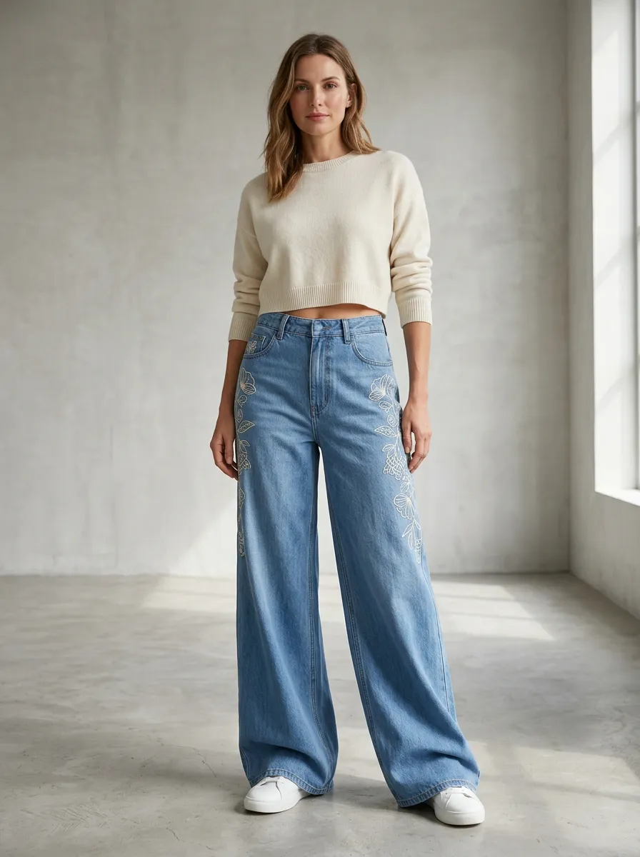 Women's Wide Leg Denim Jeans