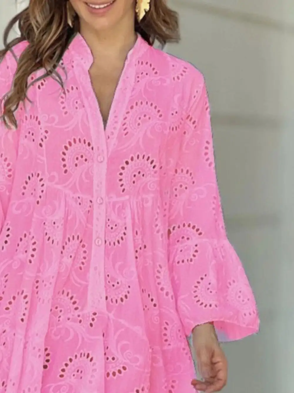 Ruffled Tiered Midi Tie Detail Dress