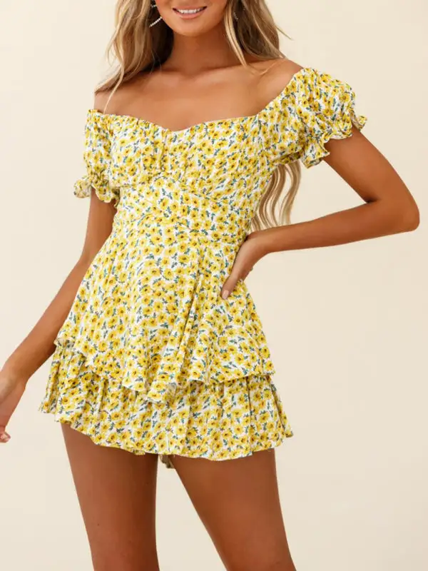 One Neck Lantern Lotus Leaf Short Shorts