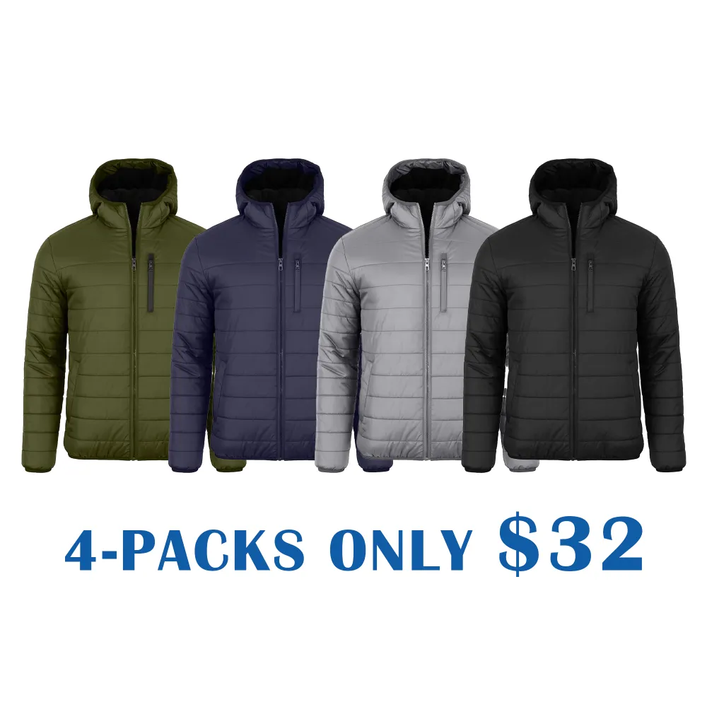 Men’s Sherpa Fleece–Lined Hooded Puffer Jacket – Classic Warm Winter Coat