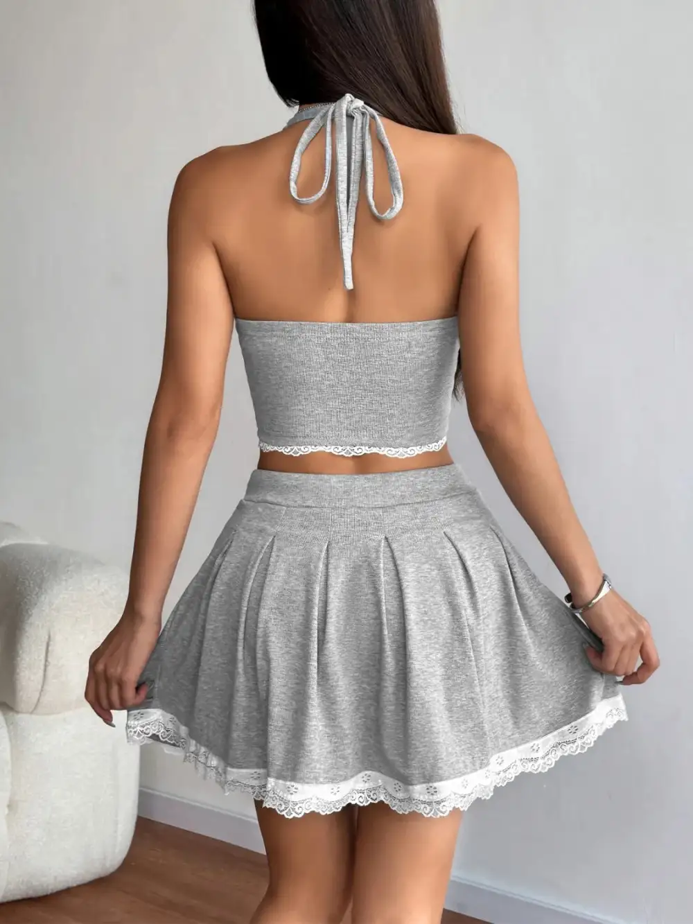 Halter Ruched Coordinated Set