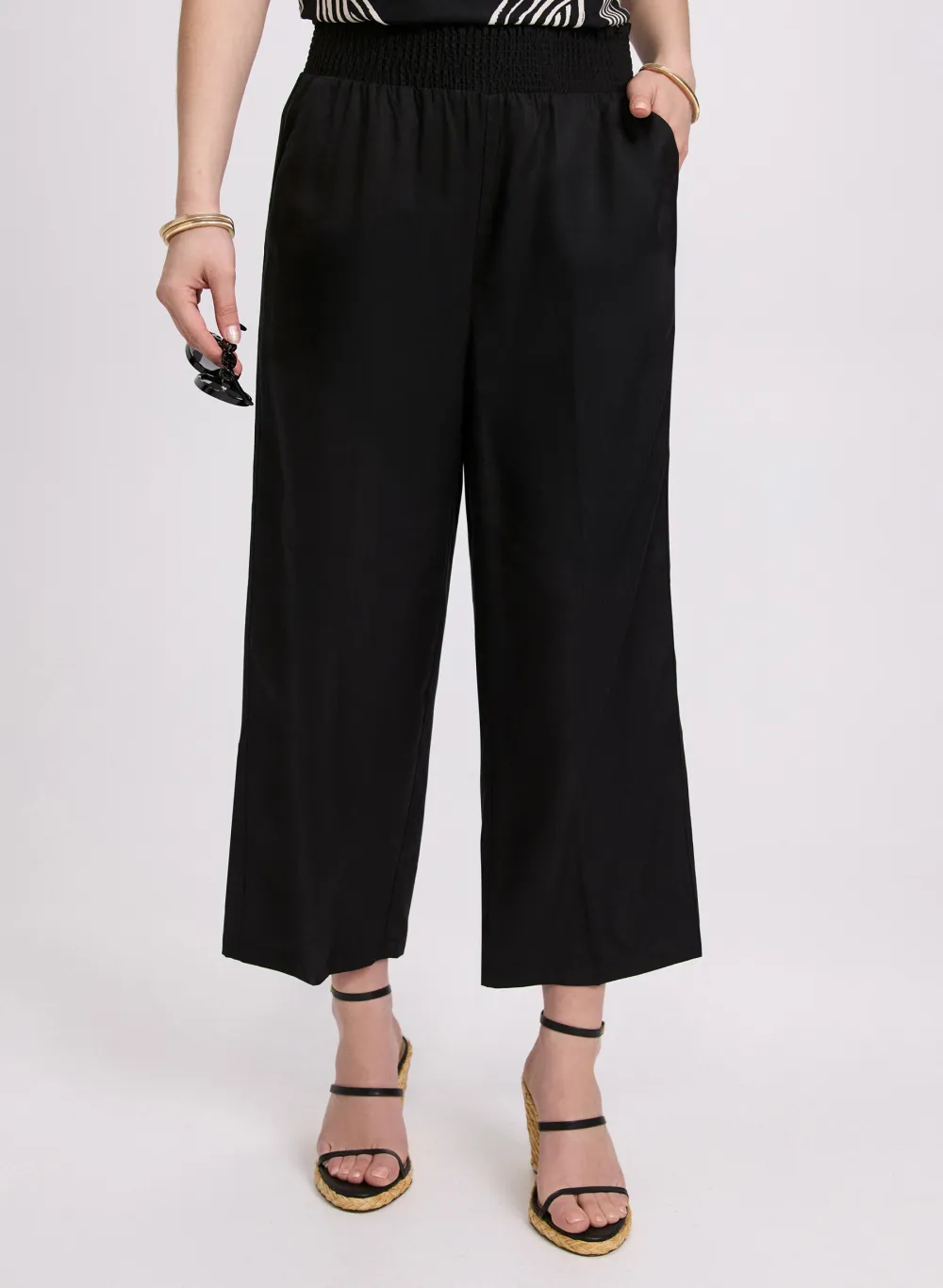 Floral Denim Wide-Leg Pants