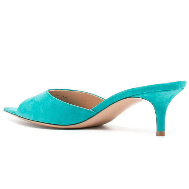 Valencia Blue Suede Slip-On Sandals