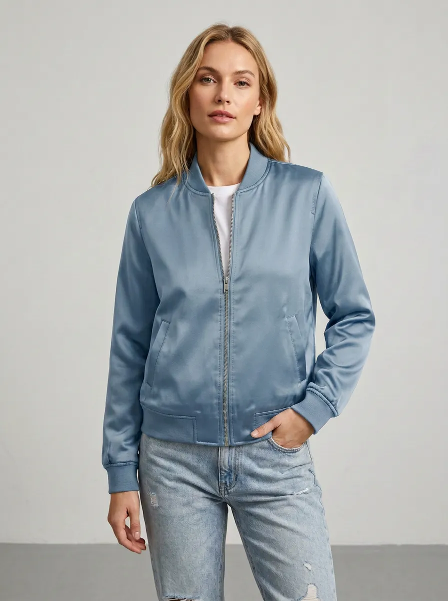Bomber Zip-Front Minimal Women's Casual Jacket
