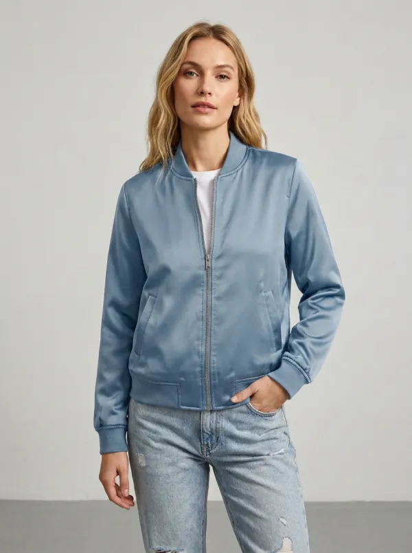 Bomber Zip-Front Minimal Women's Casual Jacket