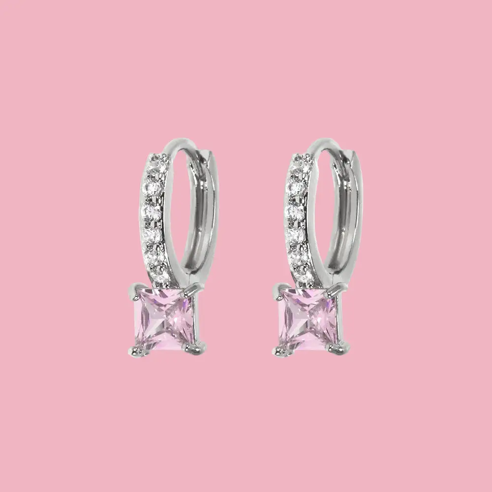 Everyday Square Stone Huggie Earrings