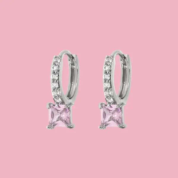 Everyday Square Stone Huggie Earrings