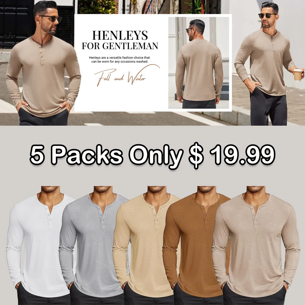 🧍‍♂️ Men’s Henley Long Sleeve Shirt – Lightweight, Soft & Everyday-Ready