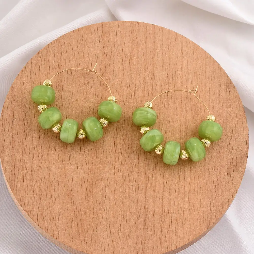 Boho Resin Beaded Hoop arrings