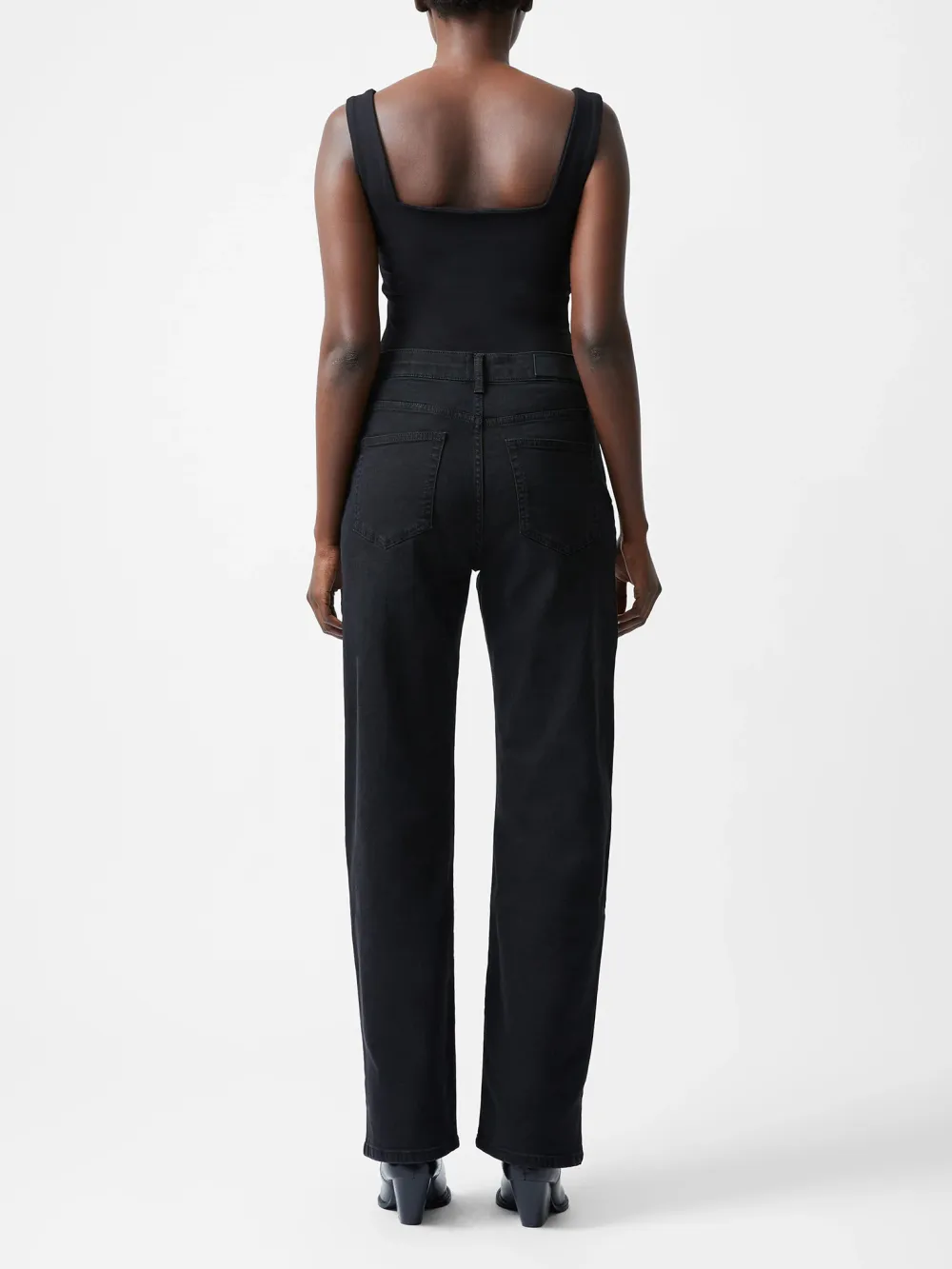 Straight Slim Solid Color Denim Trousers