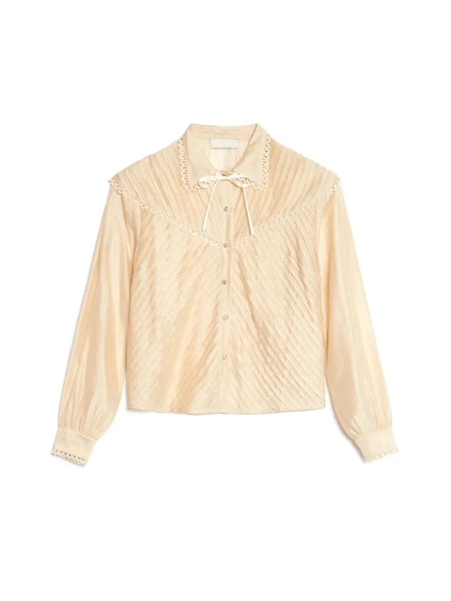 Casual Lace Ruffle Blouse