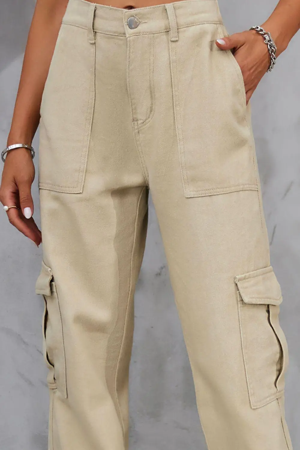 Utility High Waist Pocketed Denim Jeans