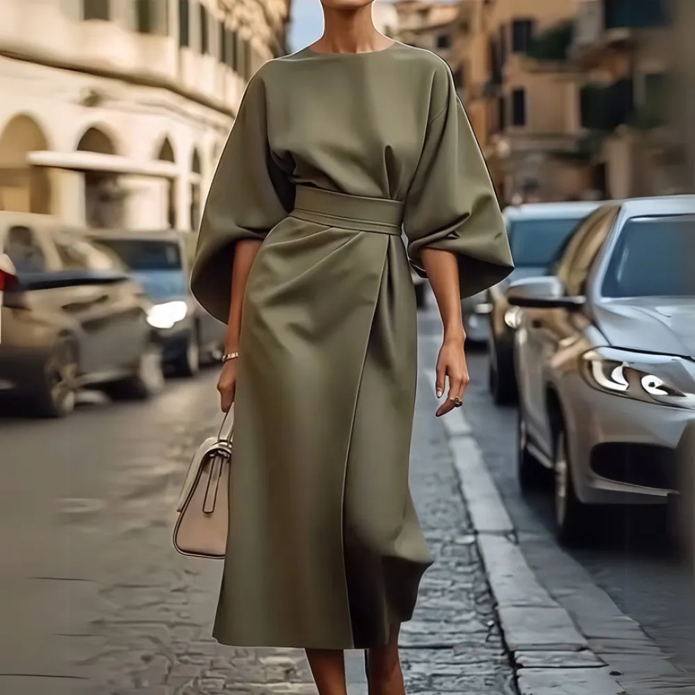 Modern Detail Refined Women's Midi Dress
