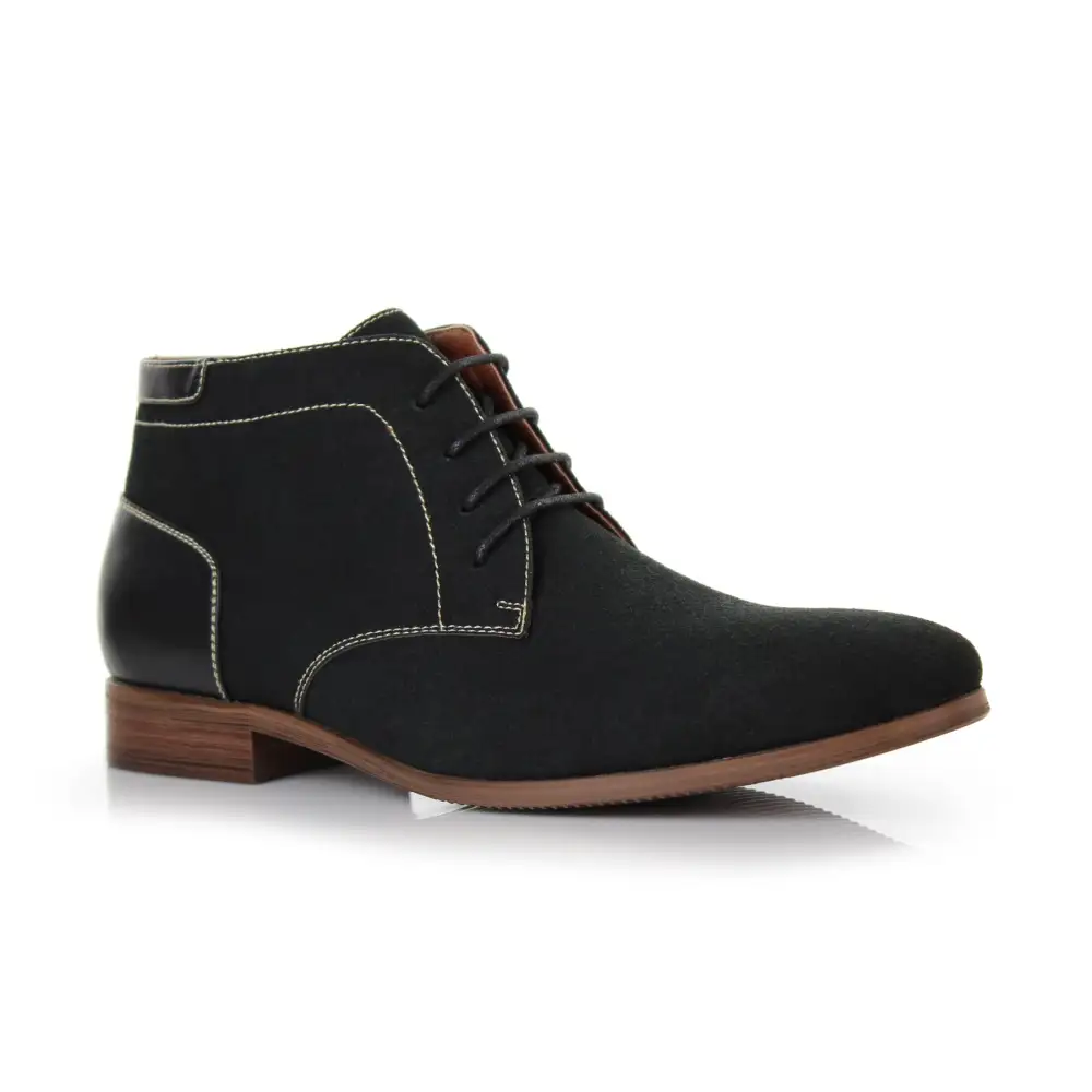 Polished Faux-Suede Suede Faux-Leather Chukka Boots