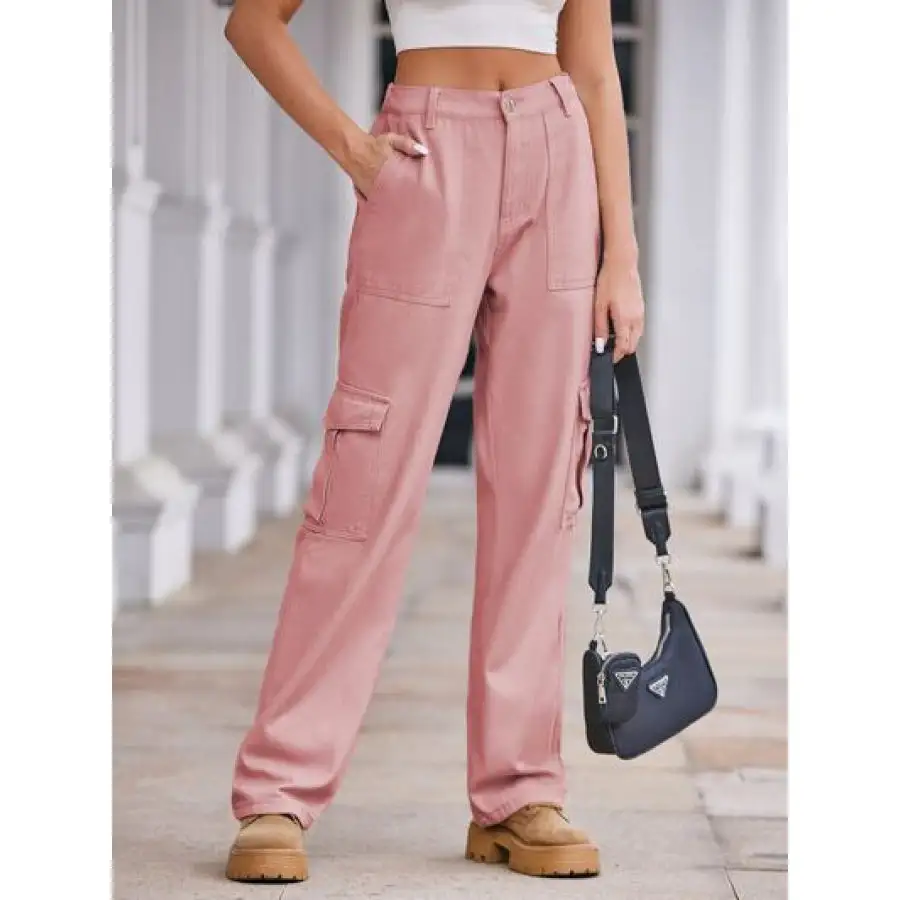 Straight Denim Cargo Pants
