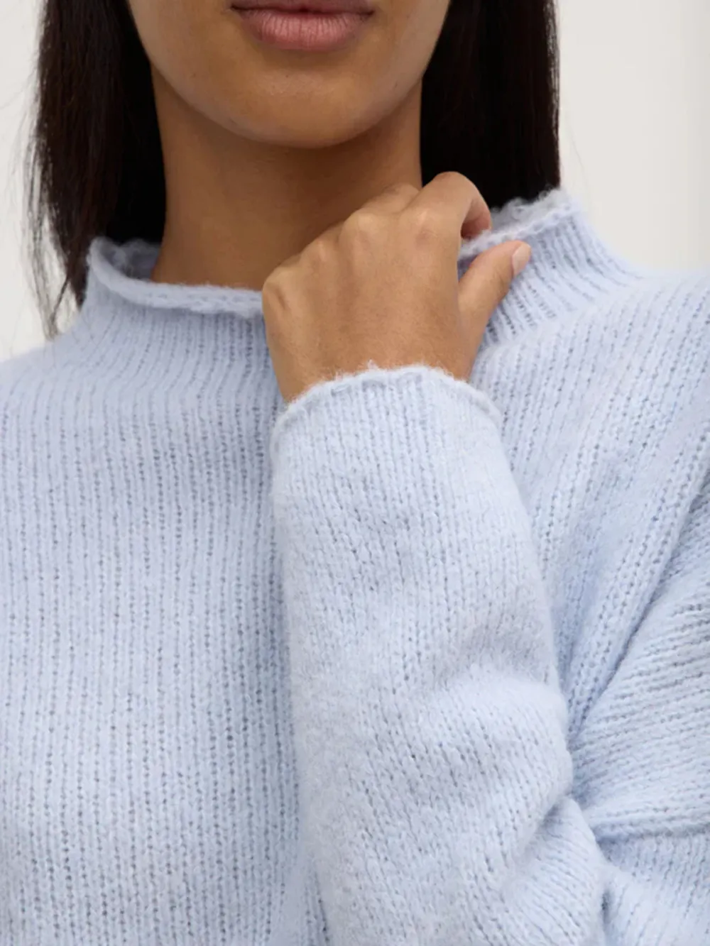 Casual Style Knit Light Blue