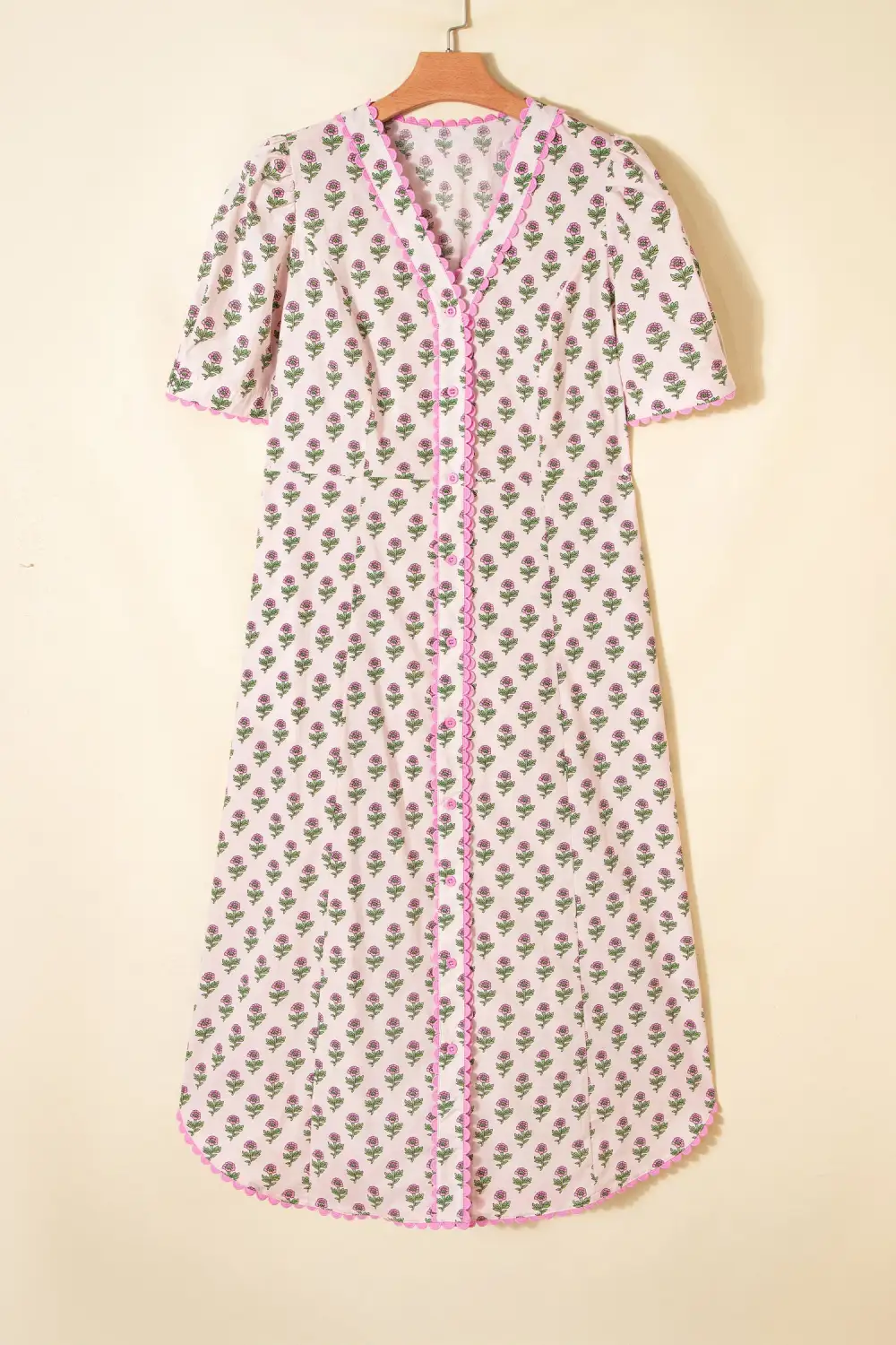 Comfort Fit Floral Printed V Neck Dress