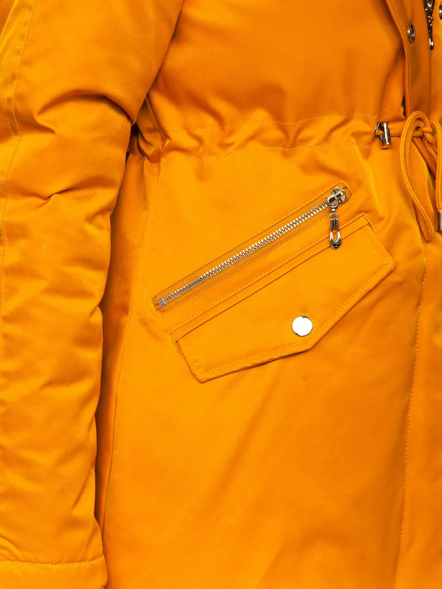 Camel women's winter parka with hood