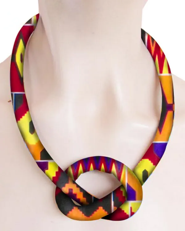 Handmade Ankara Print Cotton Cord Necklace