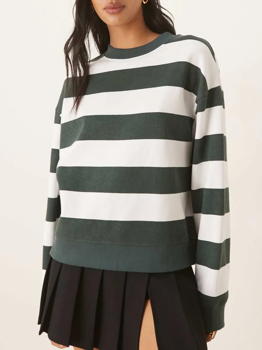 Striped Round Neck Sweatshirt
