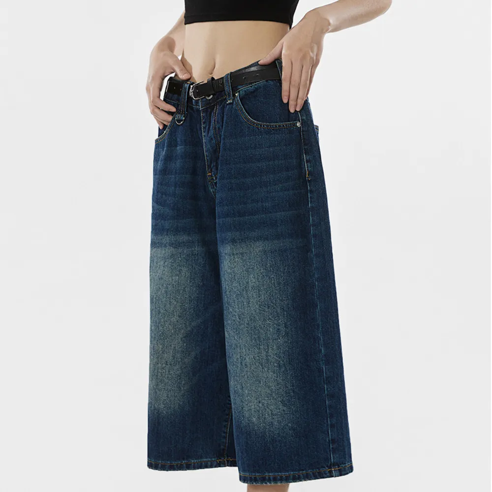 Modern Wide Leg Denim Shorts