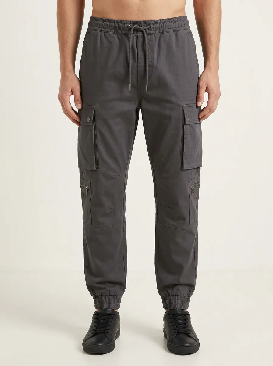 Utility Multi-Pocket Elastic-Cuff Men's Cargo Pants