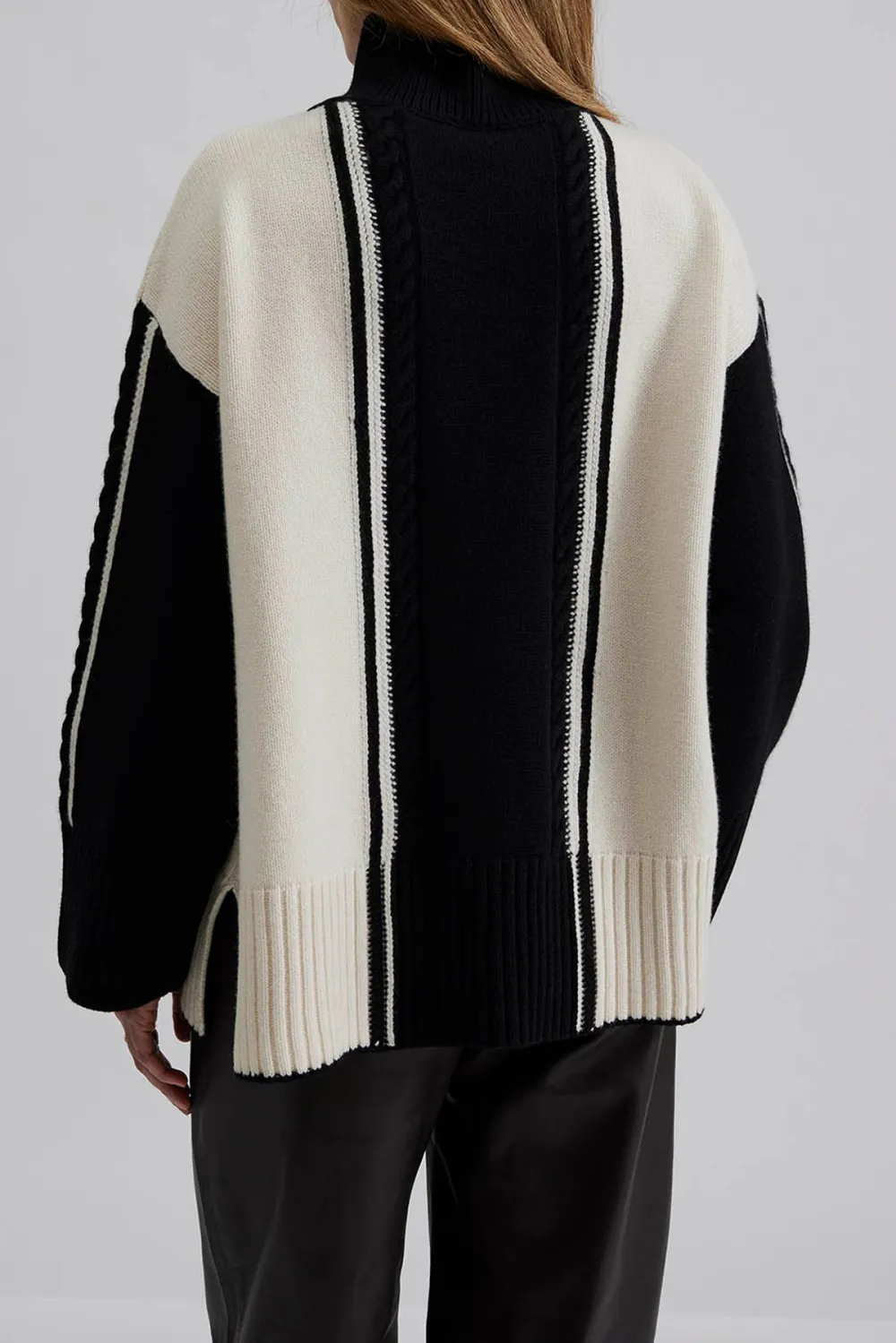 Color Blocked Striped Knit Sweater