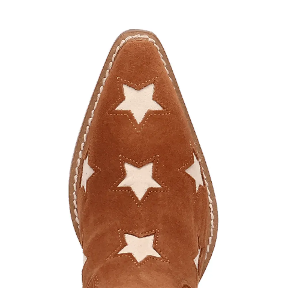 Faux-Suede Snip-Toe Chunky-Heel Platform Knee-Length Western Boots