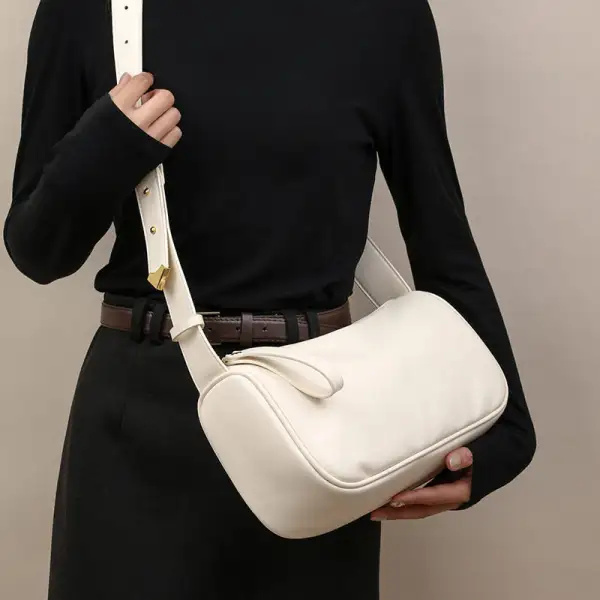 Retro Underarm Boston Pillow Bag Soft Leather