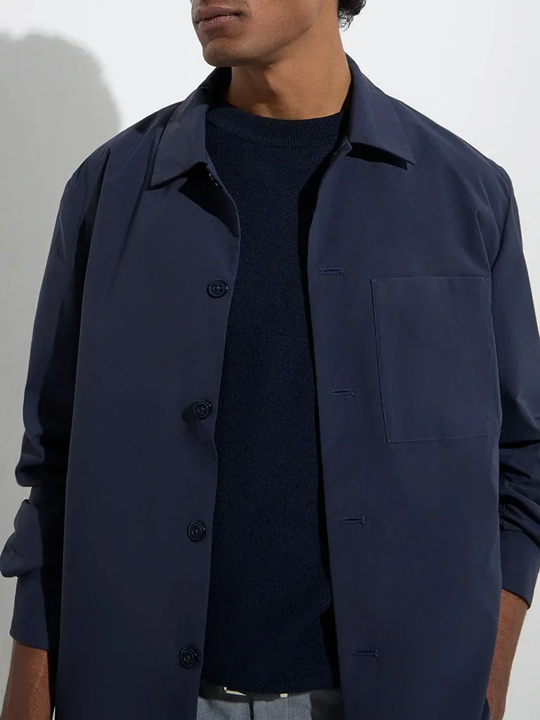Formals Navy Solid Slim-Fit Man's Shirt