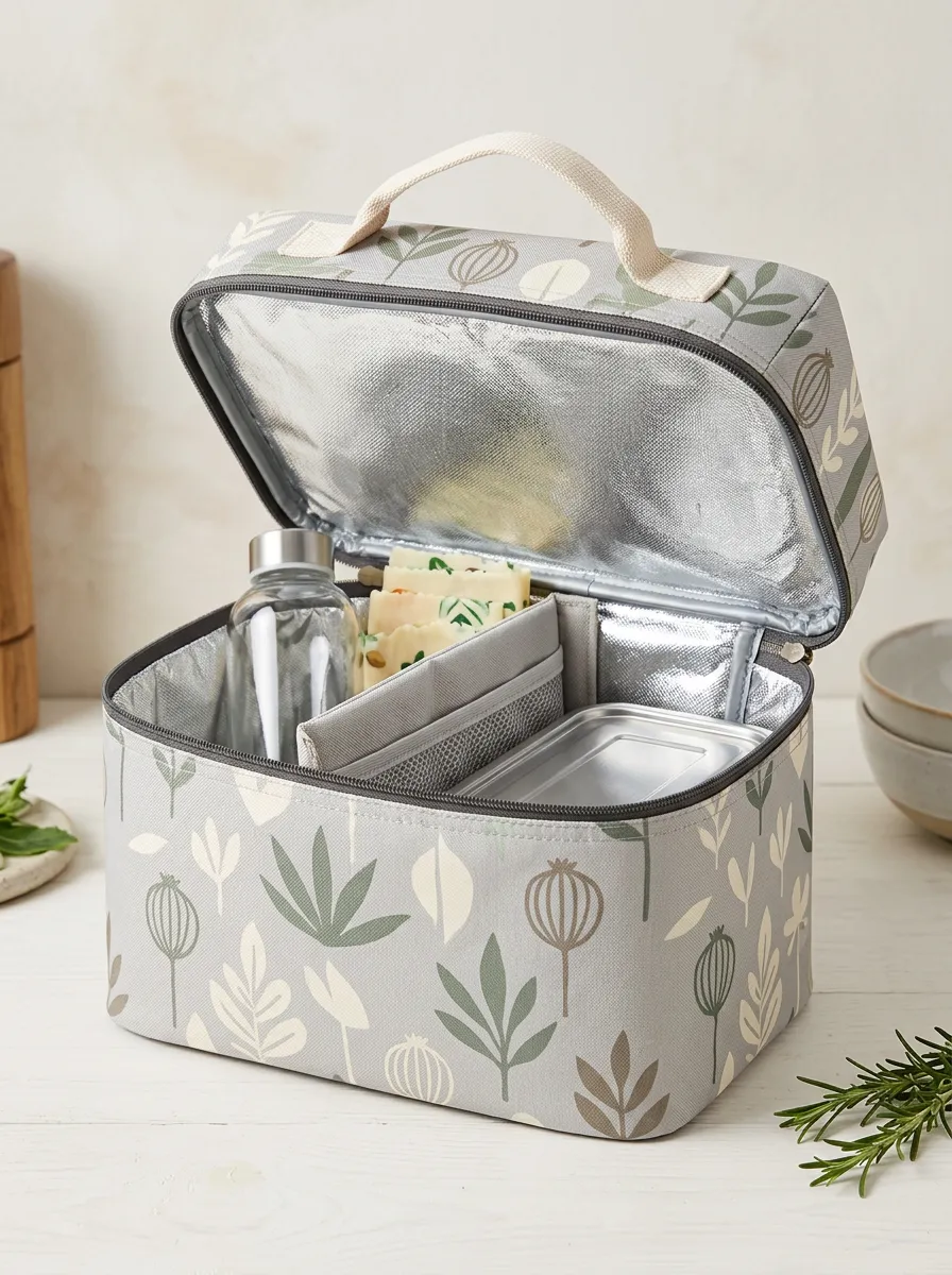 Botanical Floral Pattern Insulated Printed Lunch Bag