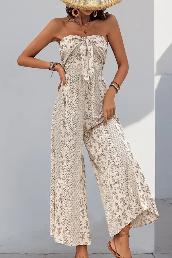 Beachsissi Bandeau Printed Casual Jumpsuit