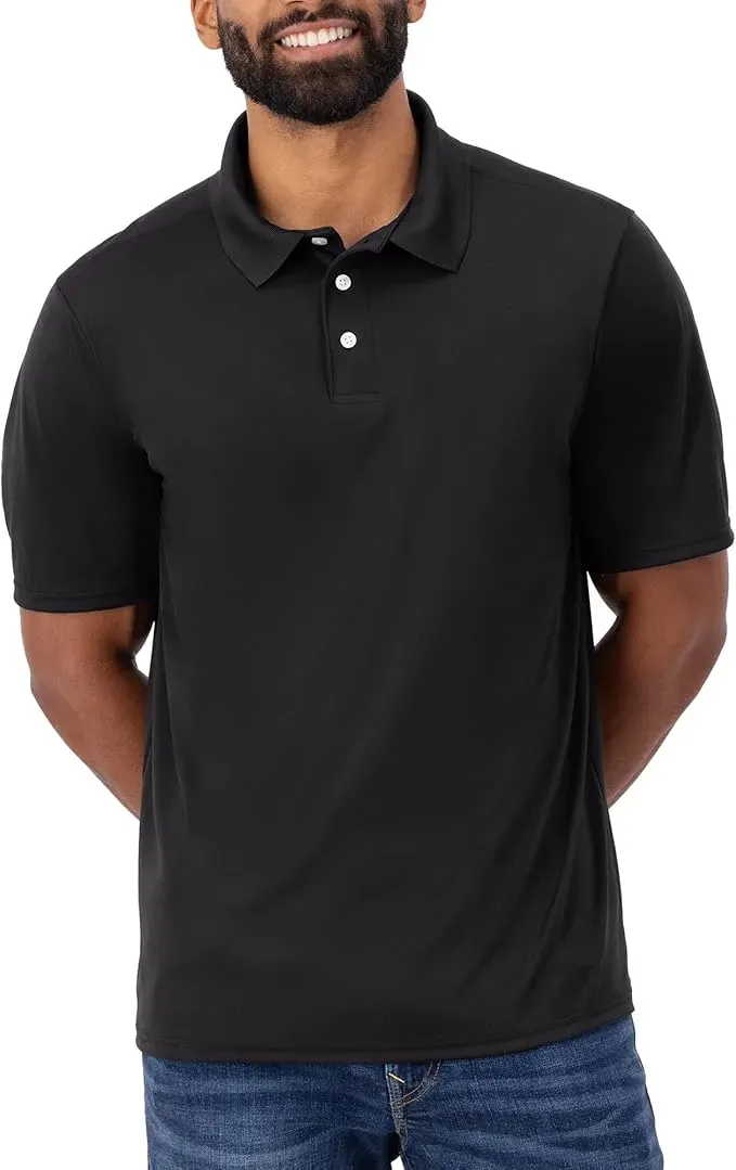 Men's Cool Short-Sleeve Polo Shirt with Three-Button Placket
