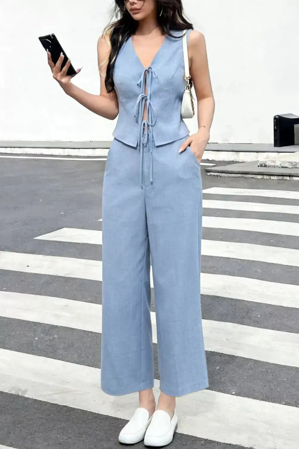 Easygoing Wide Leg Tie Jumpsuit