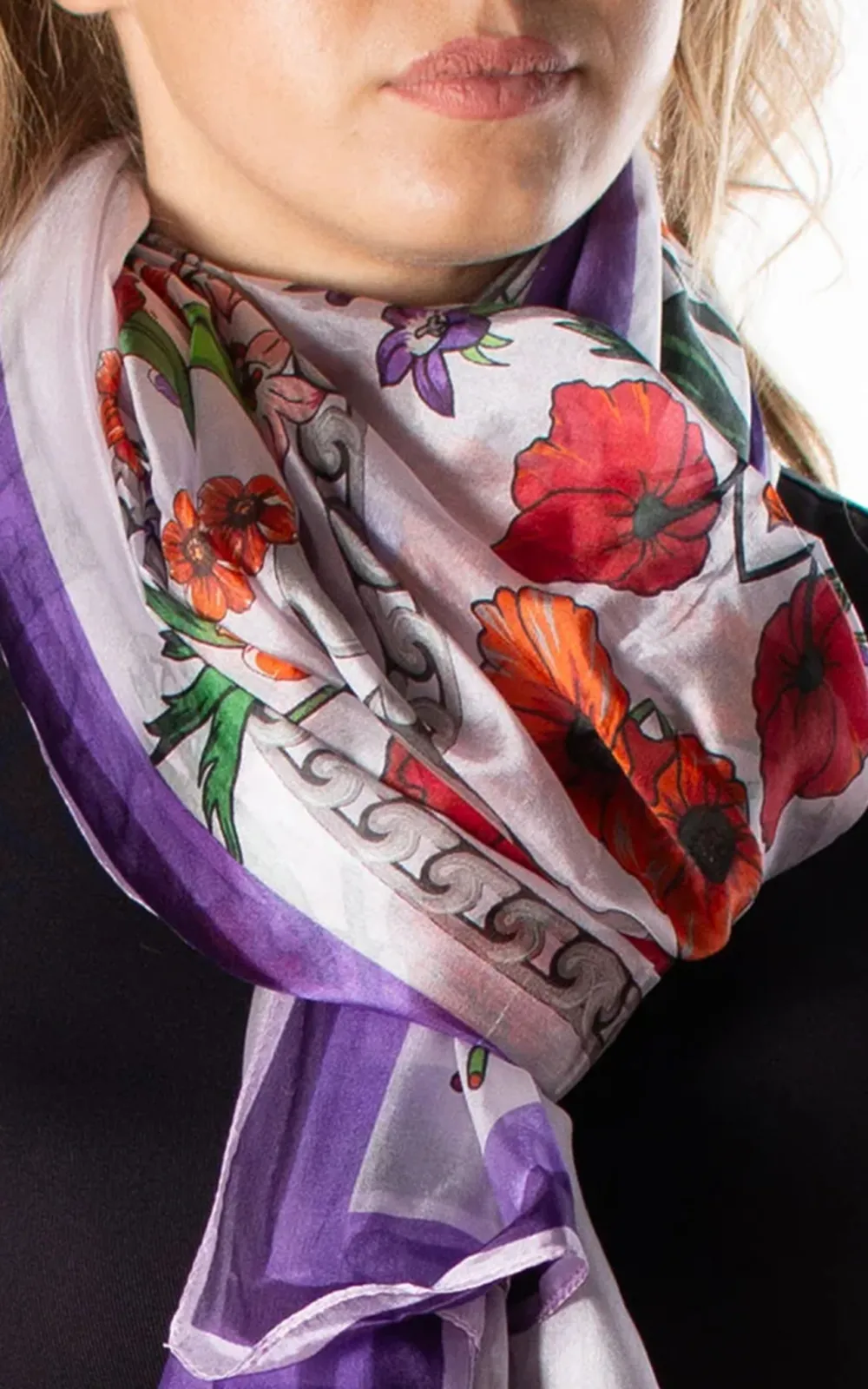 Elegant And High-Grade Purple Printed Women's Scarf