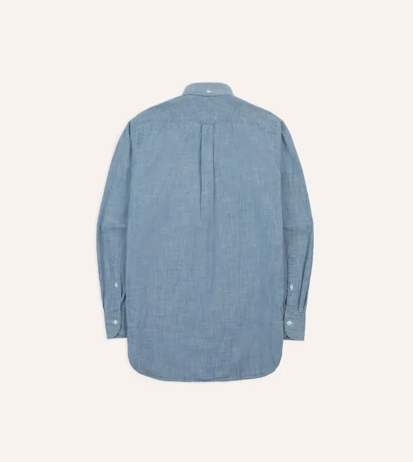 Light Blue Cotton Chambray Button-Down Shirt Casual Style