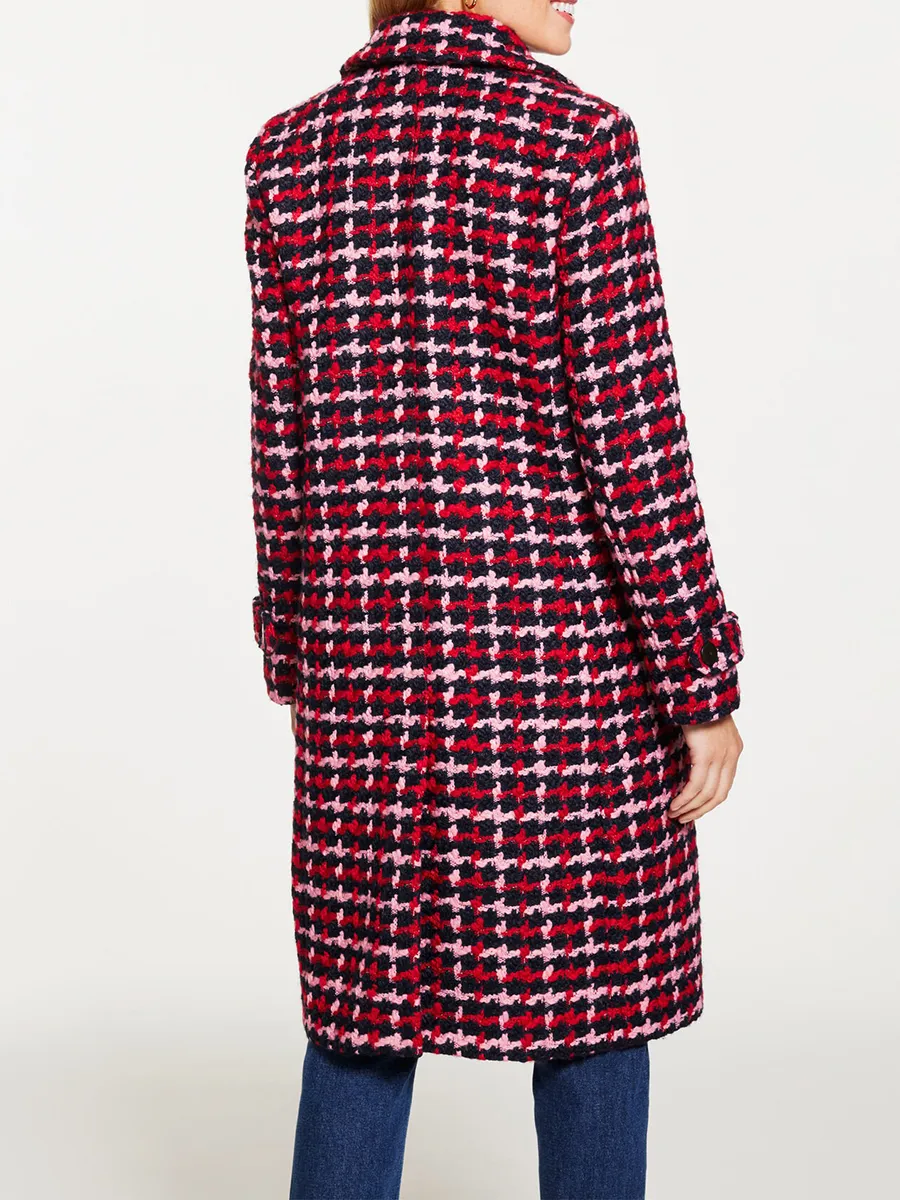 Lady's Multi Color Peacock Patterned Tweed Coat