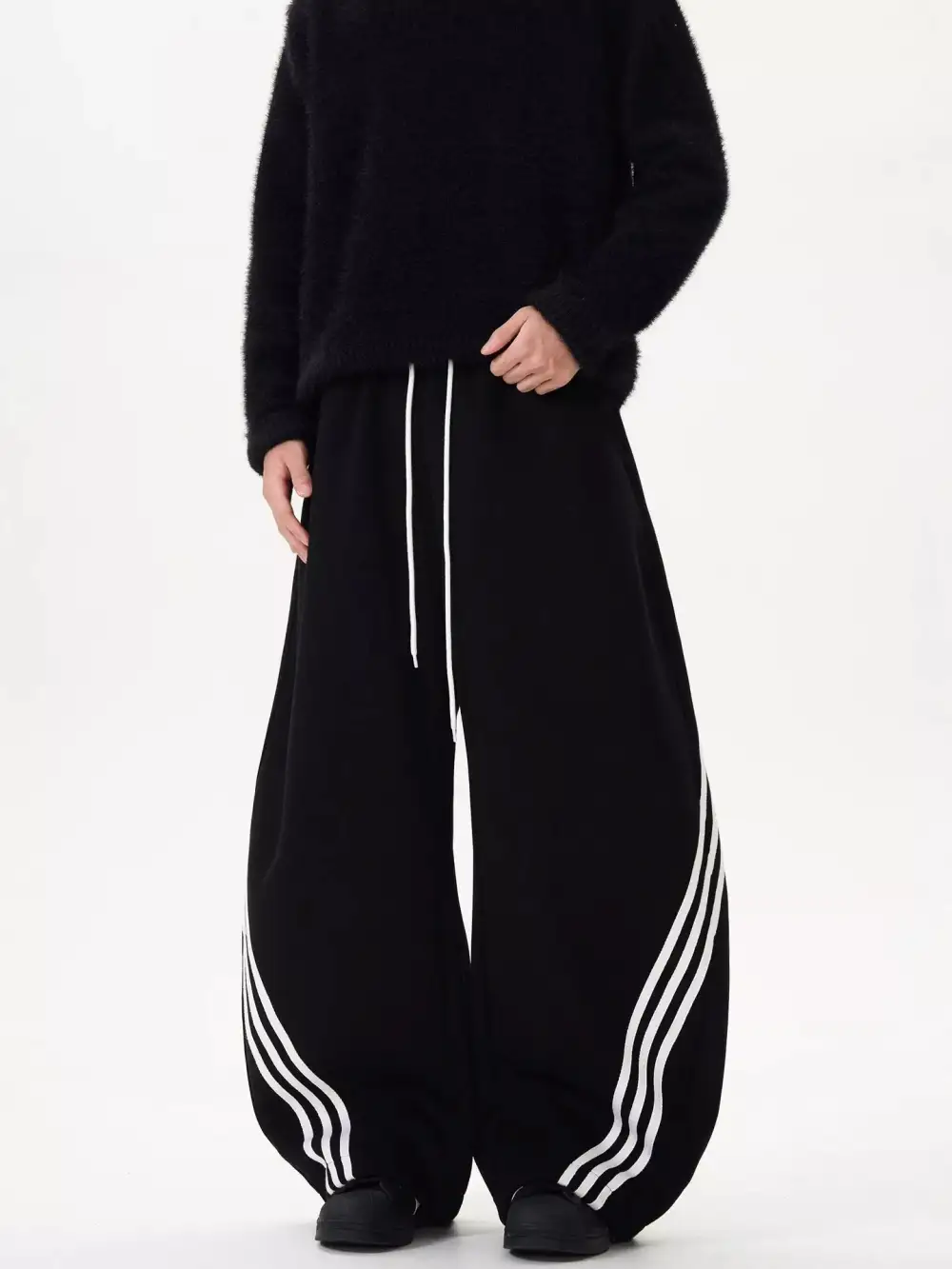 Men's Plus Size Wide Leg Striped Track Pants