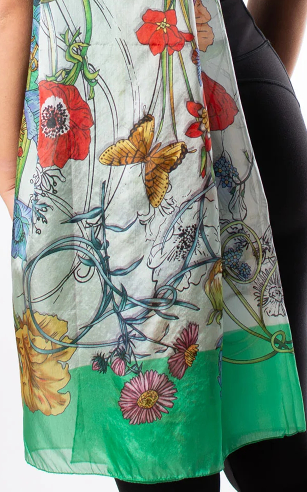 Elegant And Fresh Green Women's Silk Scarf