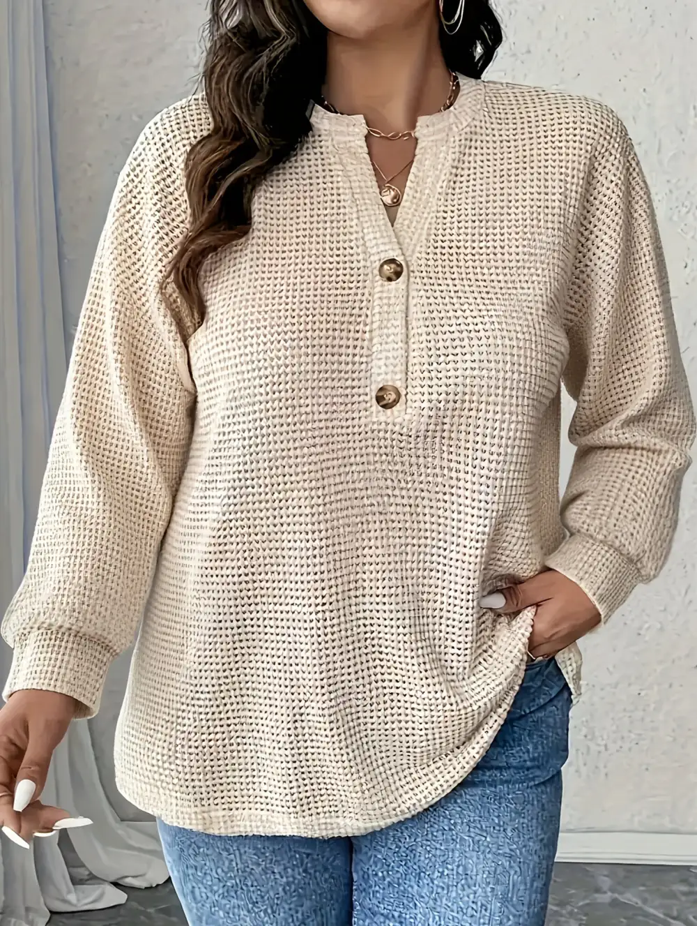 Relaxed Button Front Striped Tee